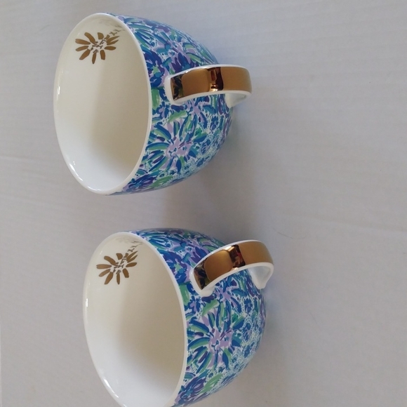 Blue Lilly Pulitzer Coffee Mugs Ceramic Floral - Picture 4 of 6